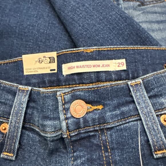 Levis Jeans Womens 29 x 29 Mom High Waisted Rise Blue Stretch Tapered New - Picture 2 of 10